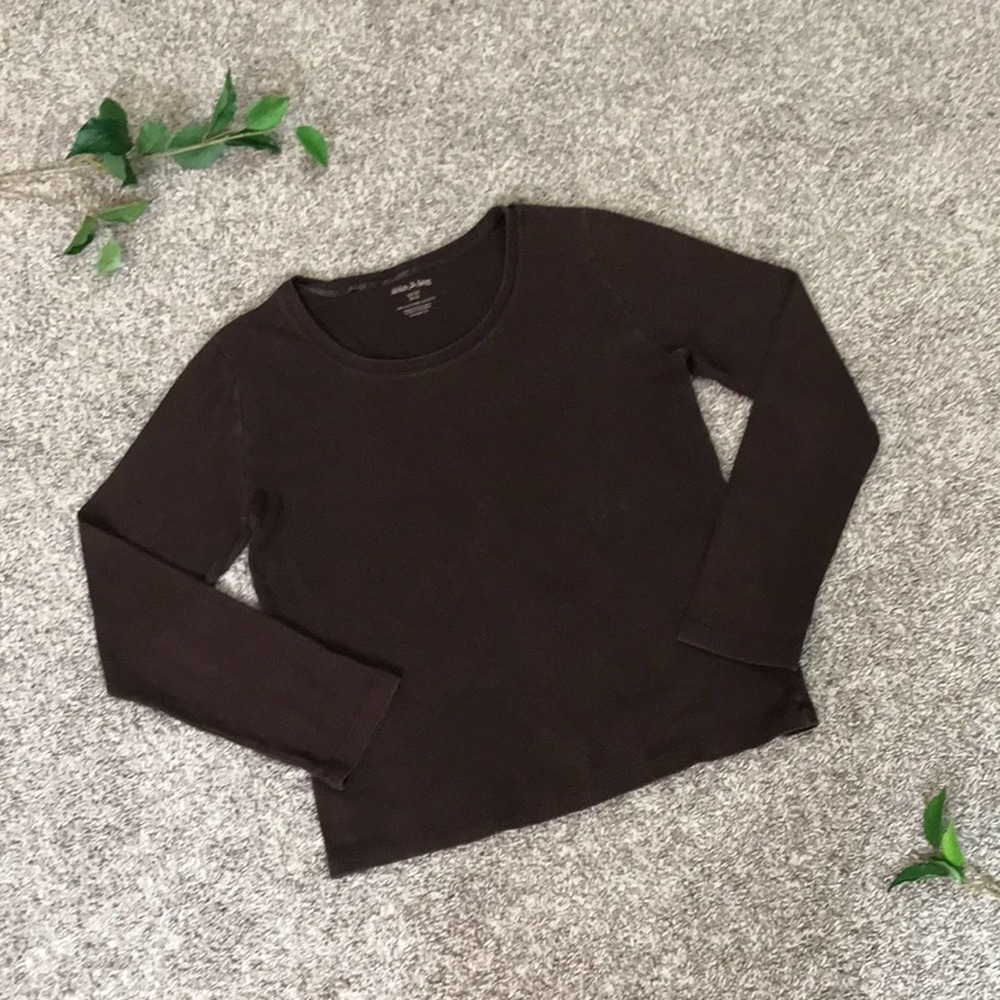 White Stag Brown Y2K Long Sleeve Tee T-shirt Top Womens Small Shirt 2000s Casual